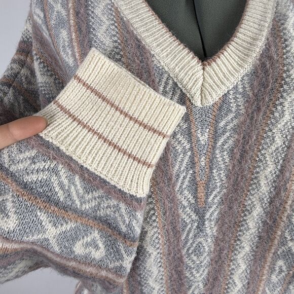 POL Oversized Knit Sweater M | Aztec Pattern Boho Slouchy Pullover - Picture 6 of 10